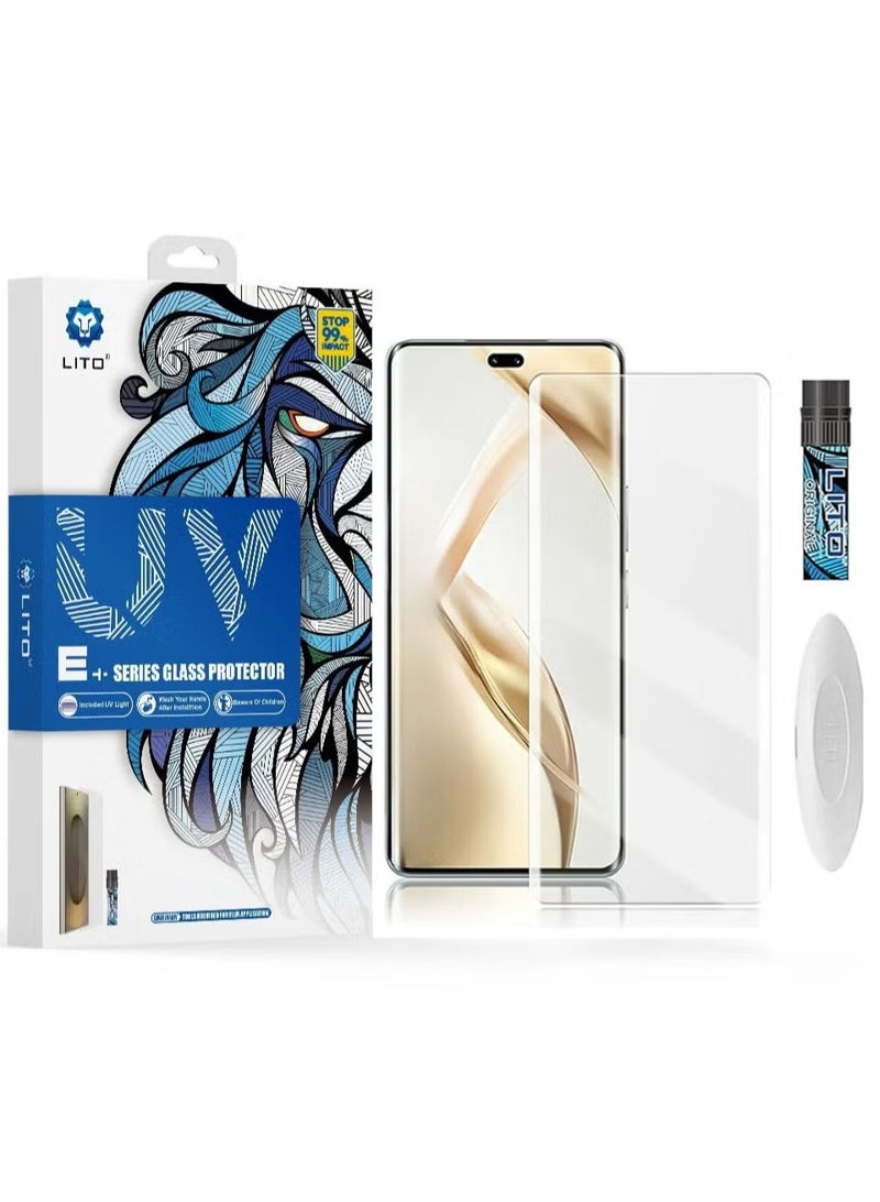 واقي شاشة زجاجي مقوى ممتاز من Lito Vivo V60، مزود بغراء سائل مقاوم للأشعة فوق البنفسجية، يغطي الشاشة بالكامل.